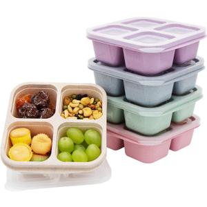 Luriseminger 5 Pack Bento Lunch Box,4 Compartment Snack Containers,Divided Snack Box,Meal Prep Lunch Containers FOR Kids/Toddle/Adults,Food Storage Containers for School, Work and Travel