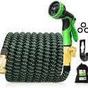 50 ft Expandable Garden Hose -2026 Newly Upgraded Expanding Garden Hoses with 10 Function Spray Nozzle, Extra Strength Fabric, Leak-Proof, Lightweight, Kink-Free Flexible Retractable Hose(Green Black)