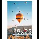 JCJMY 19x25 Picture Frame with 16x22 Mat, Display Photo 16x22 with Mat or 19 x 25 Without Mat, Wall Hanging Large 19 by 25 Poster Frame with Plexiglass, Black