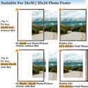 Wood 24x30 Picture Frame with 20x24 Mat, Display 20x24 with Mat or 24x30 Without Mat, Wood 24 by 30 Photo Frame, 24 x 30 Frame for Wall Hanging Display, Deep Brown