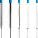 DunBong Blue Ink Refill Pack of 5, Replaceable Ballpoint Pen Refills, Medium Point Metal Refill (Blue)