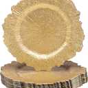 MAONAME 13" Gold Charger Plates, Round Reef Chargers for Dinner Plates, Plastic Plate Chargers for Table Setting, Wedding Decor, Set of 12