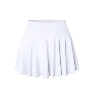 OQQ Women Mini Skirts 2 in 1 Flowy Basic Versatile Stretchy Casual Flared A-line Skirt with Pockets White Large