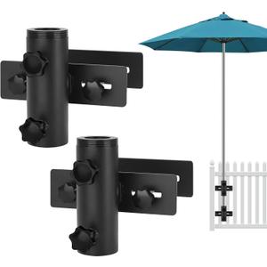 SLIIMU Umbrella Stand for Deck Railing, Patio Fence Umbrella Holder Clamp | Outdoor Umbrella Stand Adjustable Deck Post Parasol Mount Bracket, Metal Balcony Parasol Base Clip on Porch, Courtyard