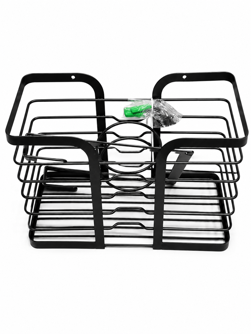Wall Mount Bathroom Shower Caddy Storage Basket, Black Meta