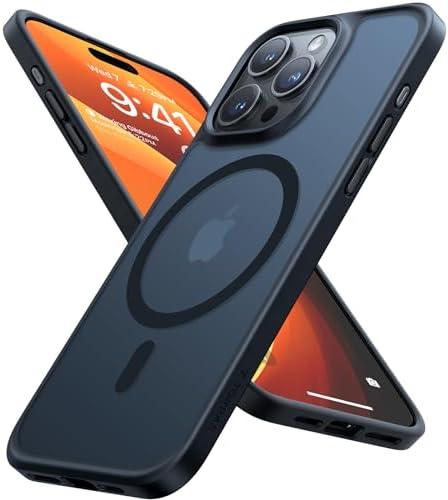 TORRAS Magnetic Shockproof for iPhone 15 Pro Case, Military-Grade Drop Tested, Compatible with MagSafe, Translucent Slim Protective Anti-Scratch Anti-Fingerprint Guardian 2023, Black