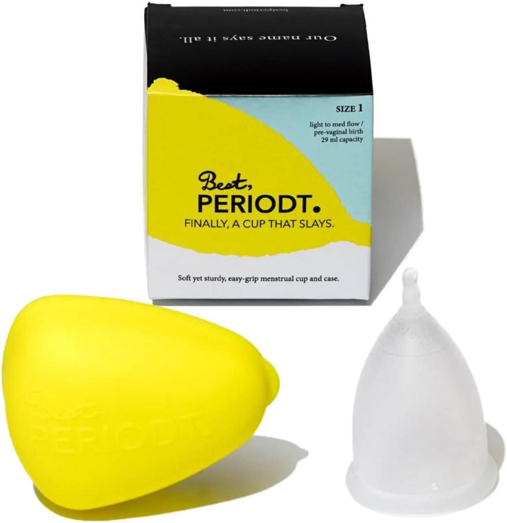 Best Periodt Menstrual Cup - Soft, Comfy Period Cup - 12 Hour Leak Free - Easy to Use - Comes with Yellow Menstrual Cup Case - USA Made (Size 1) Best Periodt Menstrual Cup - Soft, Comfy Period Cup - 12 Hour Leak Free - Easy to Use - Comes with Yellow Menstrual Cup Case - USA Made (Size 1)