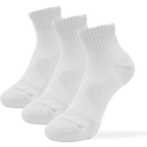 Women's Moisture Wicking Low-Top Ankle Socks, Shock Absorption, Air Bubble, 3 Pairs (White)