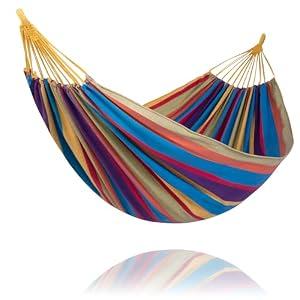SUNCREAT Hammocks Outdoor Camping Double Hammock, Tree Hammocks for Outside, Rainbow