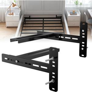 Headboard Brackets for Metal Bed Frame Adjustable Bed Headboard Brackets with Footboard Extension Kit Fit Twin/Full/Queen/King 2Pc Solid Steel, Black