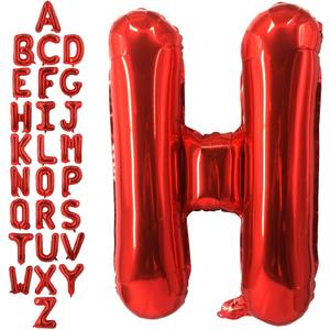 40 Inch Red Letter H Balloons, DIY Phrase Foil Alphabet Letter H Balloons DIY Word H Banner for Birthday Anniversary Celebration Graduation Party Supplies Decoration