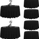 Round Tablecloth,6 Pack 120inch Stain and Wrinkle Resistant Polyester Table Cloth,Decorative Fabric Table Cover for Kitchen,Dinning,Party,Wedding Round(Black) (6 Pack 120R)