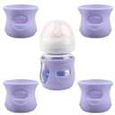 4 Pack Silicone Sleeves for Avent Natural Glass Baby Bottles, Anti Breakage Baby Bottle Holder, Compatible with Philips Avent Glass Natural Baby Bottle, BPA Free (Purple, 4 OZ)