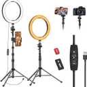 EMART 10" Ring Light with 55" Extendable Tripod Stands and Phone Holder, Dimmable LED Circle Round Light for Selfie Camera Photography/Makeup/YouTube Video/Vlogging/Live Streaming