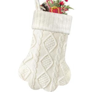 Christmas Stocking for Dogs Cats, Knit White Dog Christmas Stocking, Paw Shape Pet Christmas Stocking Large Cat Stockings Hanging Stocking for Dogs Cats Pets (White)