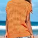 PRETTYGARDEN Womens Spring Tops 2026 Summer Shirts Crochet Cap Sleeve Sweater Pullover Cute Beach Vacation Clothes, Large