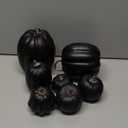 Winlyn 7 Pcs Assorted Artificial Black Pumpkins Halloween Faux Rustic Decorative Foam Pumpkins for Fall Halloween Thanksgiving Tabletop Centerpiece Mantel Kitchen Decor