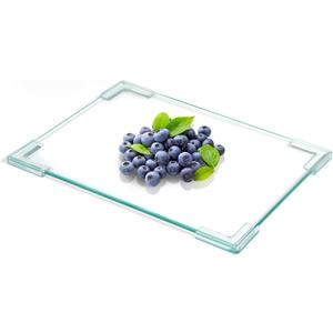 8''x10'' Small Tempered Glass Cutting Board for Kitchen Counter, HQAUT Clear Cutting Board for Countertop with Non-Slip Feet, Glass Palette Scratch, Heat and Shatter Resistant, Easy to Clean