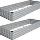 Vengarus 10x3x1FT (2 Pack) Galvanized Raised Garden Bed Kit, Outdoor Metal Planter Box for Vegetables, Rectangular Steel Container, Easy Assembly (Sliver)