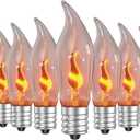 Hompavo Christmas Decorations, Upgraded Flame Light Bulbs, Compact E12 Chandelier Base Candle Flickering Fire Light Bulb for Halloween Party Porch Indoor & Outdoor Home Decor - 10 Pack