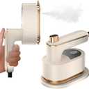 Travel Steamer Iron for Clothes Mini-Portable Ironing Machine Travel and Iron Fast 10s Heat-Up and 180 Rotating Handle,Horizontal and Vertical,Garment Steamer and Iron for Travel Office Home(White)