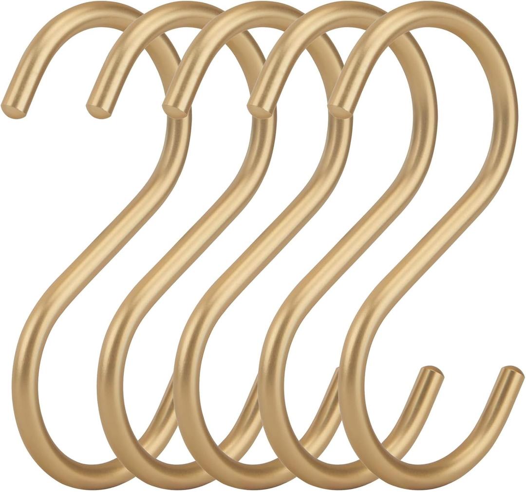 20Pcs Gold S Hooks,4.3inch Aluminum Alloy S Shaped Universal Hooks,Heavy Duty S Hanger Hooks,Utility S Hooks for Bathroom,Cloakroom,Kitchen Pots Pans Cups