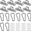 Stainless Steel 1.8 inch Pad Eye Plate U Hooks + Stainless Steel Snap Hook,Marine Hardware Staple Hook Loop with Screws, 8 Pack