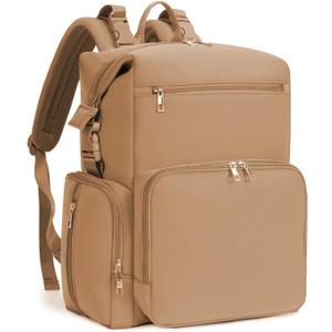 CEI-CEI Neoprene Diaper Bag Backpack Large Newborn Baby Maternity Bags Waterproof Travel Backpack for Mom Dad with Insulated Pockets,Changing Pad (Brown)