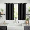 YoungsTex Short Blackout Curtains 40 Inch Length for Bedroom - Black Kitchen Window Drapes with Grommet Thermal Insulated Privacy for Bathroom Small Window, 2 Panels, 42 x 40 Inch