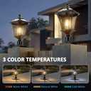 Lovus Solar Post Lights with Pier Mount Base, 19'' H Aluminum Solar Lamp Post Light, 2700K/4000K/6000K Dusk to Dawn Pole Lights Outdoor for Pathway Pillar Yard Patio, Remote Control, Black-2PACK, 3CCT2PackRemote