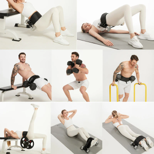 Exercise Hip Thrust Belt - KARROBOU Portable Band Adjustable Anti-Slip Exercise Bridge Belt for Dumbbells, Kettlebells, Plates, Hip Thruster for The Gym Home Workout