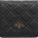 Small Wallet Women Compact RFID Blocking Credit Card Holder Bifold Genuine Leather Wallets with Zipper Coin Pocket