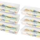 IRIS USA Pencil Case Boxes, 6-Pack, |Made in USA|, Plastic Bead Organizing Containers with Snap Lid for Arts, Crafts, Ephemera, Stickers, & Dance Cheer, Clear - Large