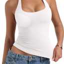PINKMSTYLE Womens Padded Halter Tops Double Lined Sleeveless Tank Tops Built in Bra Backless Y2K Going Out Tops, Small