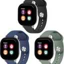 Vancle 3 Pack Silicone Bands Compatible with Gabb Watch 3e 3 2 1/Gizmo Watch 3 2 1, Cosmo JrTrack 5/4/3/2 SE/2/JrTrack Band, 20mm Waterproof Silicone Wrist Strap (Black/Navy Blue/Green)