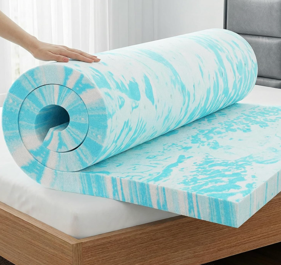 OLIXIS 3 Inch Full Size Gel Infused Memory Foam Mattress Topper, a Soft Breathable Cooling Bed Pad, a Comfortable Bed Mattress Overlay for Bedroom, RV, Camper and Sleeper Sofa, CertiPUR-US Certified