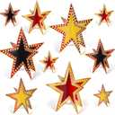 Sinload 45 Pcs 3D Glitter Star Decorations Graduation Black Gold Yellow Centerpiece 3 Sizes Standing Hanging Back to School Work Star Decor for End of Year School Centerpiece Movie Night Party Decor (Multicolor)