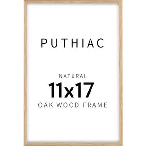 puthiac 11x17 Oak Wood Picture Frame - Minimalist 11x17 Poster Frame, 11"x17" Frame Wood, Natural Solid Wooden Picture Frames for Wall Art Photo and Prints(1 Pack, Beige)