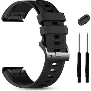 26mm Watch Bands Compatible with Garmin Fenix 8/tactix 8 AMOLED-51mm/Fenix 7X Pro/6X Pro/5X Plus/,Soft Silicone Quickfit Strap for Fenix 7X/6X/5X/3/3 HR/Enduro 3 2/tactix 7 Pro/epix Pro 51mm