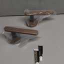 Modern Adhesive Curtain Holdbacks no Drill with Premium FAS Walnut Wood Base, 2-Pack, Wall Mounted Tiebacks for Drapes, Rustic & Minimalist Style (Black)