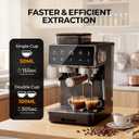 Espresso Machine with Grinder & Steam Milk Frother,Semi-Automatic Espresso Maker,Coffee Espresso Machine,Coffee Maker for Home-Cappuccino,Latte,Americano & Cold Brew ,Ideal Gift for Men & Women（black）