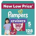 Pampers Diapers - Cruisers 360 - Size 5, 128 Count, Babyproof up to 100% Leakproof Pull-On Diaper