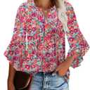 Angerella Summer Tops for Women 2025 3/4 Length Sleeve Elegant Formal Blouses Business Shirts Office Work Dressy Tops Evening Night Wear Spring Young Multi Violet M (M)