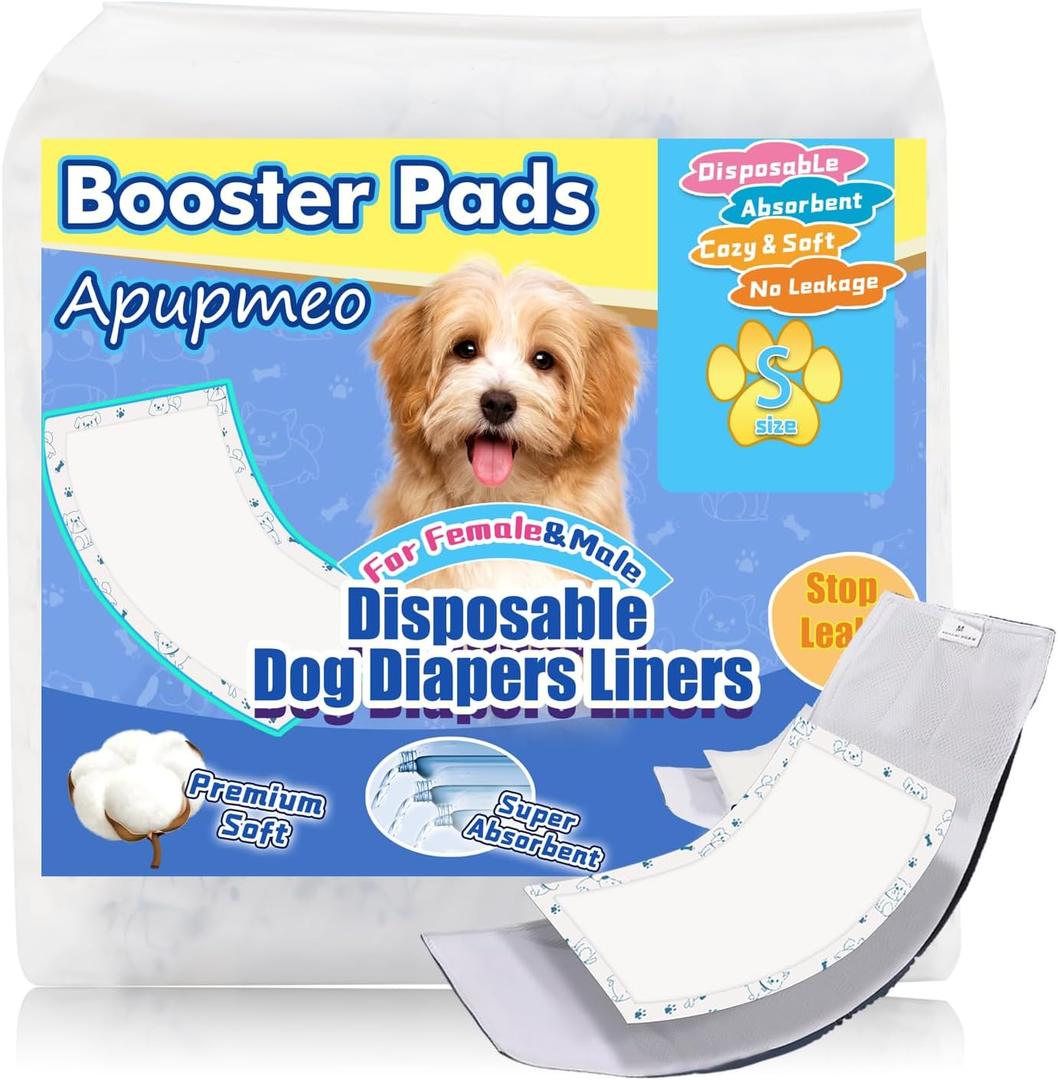 Disposable Dog Diaper Liners - 20PCS Dog Booster Pads for Male Female Dogs - Doggie Diaper Insert Pads for Pet Belly Bands Wraps Period Pants Covers(S,20)