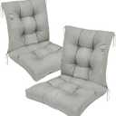 Outdoor Chair Cushions Set of 2 Sliver Grey with Ties Waterproof Wicker Seat Cushion Replacement for Porch Patio Garden Furniture 41.7"*20.8"*3.9"