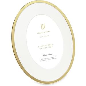 Isaac Jacobs 7x9 (Matted 4x6) Gold Oval Metal Picture Frame, Classic Photo Frame Made For Tabletop & Hanging Display, Photo Gallery and Wall Art (7x9 (Matted 4x6), Gold)