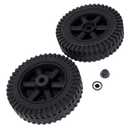 Wheel Kit, 6" Black Blow-Molded Hollow Plastic Wheels & Axle Caps for 3/8" Axle Shaft - Includes 2 Wheels & 2 Axle Caps