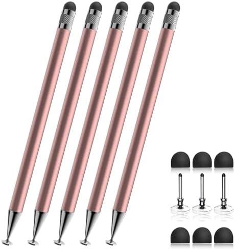 Bopomofo Stylus (5 Pcs), 2-in-1 Stylus Pen for Touchscreen, High Precision and Sensitivity, Suitable for iPhone/ipad/Android Tablets, Compatible with All Touch Screens,Rose Gold