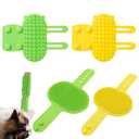 FDKYOEK 4 PCS Cat Self Groomer, Silicone Cat Brush Combs, Soft Cat Face Scratcher Rubber Cat Massager for Indoor Cats, Cat Corner Scratcher, Cat Scratching Board Pet Supplies, Green and Yellow