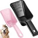 2 Pack Dog Food Scoop with 1 Cup and 2 Cup Capacity, Plastic Pet Food Measuring Scoops with Clear Measurement Lines for Dogs, Cats & More,Dishwasher safe (Pink and Black)